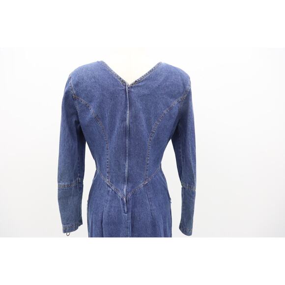 Jou Jou Y2K 1990's Denim Dress Stones and Gromet Embellishments Size M (Size 8) - Picture 9 of 16